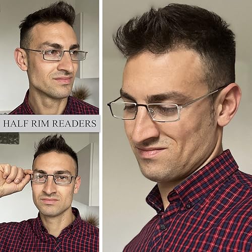 Miniatura 5 de Reducblu Gafas de lectura para mujeres y hombres, con marco de metal de medio borde