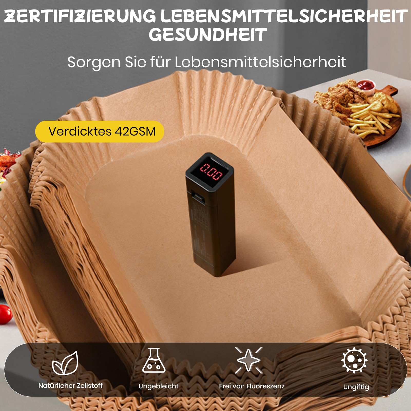 300 Stück Airfryer Backpapier für Philips Dual Basket Airfryer 3000 Series 9L(6L/3L), 5000 Series 9L(6L/3L), Backpapier für Heißluftfritteuse Philips NA350/00 NA550/00, Cookwise 2 kammern 9L(3L&6L)