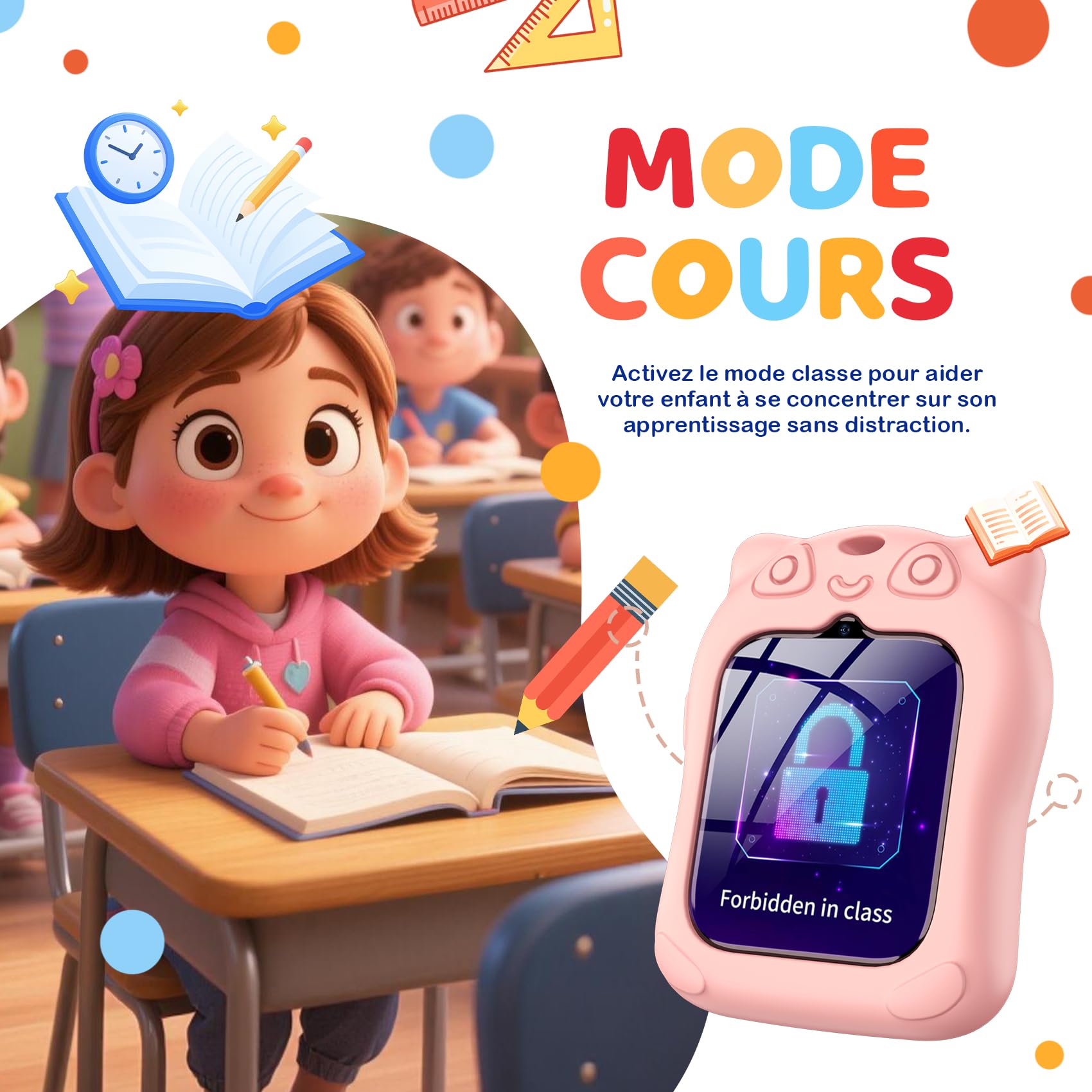 Montre Connectée Enfant 4G avec Localisateur GPS+WiFi+LBS/SOS/Appel Vidéo/Chat Vocal/Appel/Mode Classe/Étanche IP68/ Lampe Poche/Pédomètre & Batterie 800mAh, Montre Tracker Fille Garçon