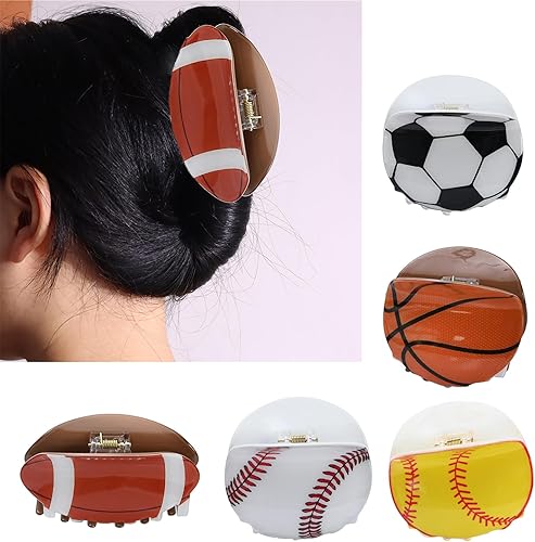 Miniatura 8 de Pinzas de garra, pinzas de pelo únicas de béisbol, baloncesto, fútbol, para mujeres y niñas, agarre para el cabello, pasadores para el cabello,