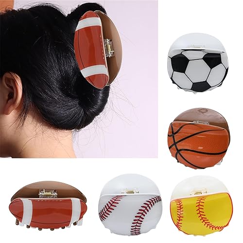 Miniatura 7 de LIANXUE Rugby Baloncesto Fútbol Garra Creativa Bola Tema de Pelo Abrazadera de Pelo Acrílico Headwear Deportes Pasadores de Pelo Ornamento