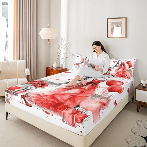 Miniatura 16 de Juego de sábana bajera ajustable para niños con diseño de guitarra eléctrica, estilo retro, diseño de notas musicales, decoración de habitación