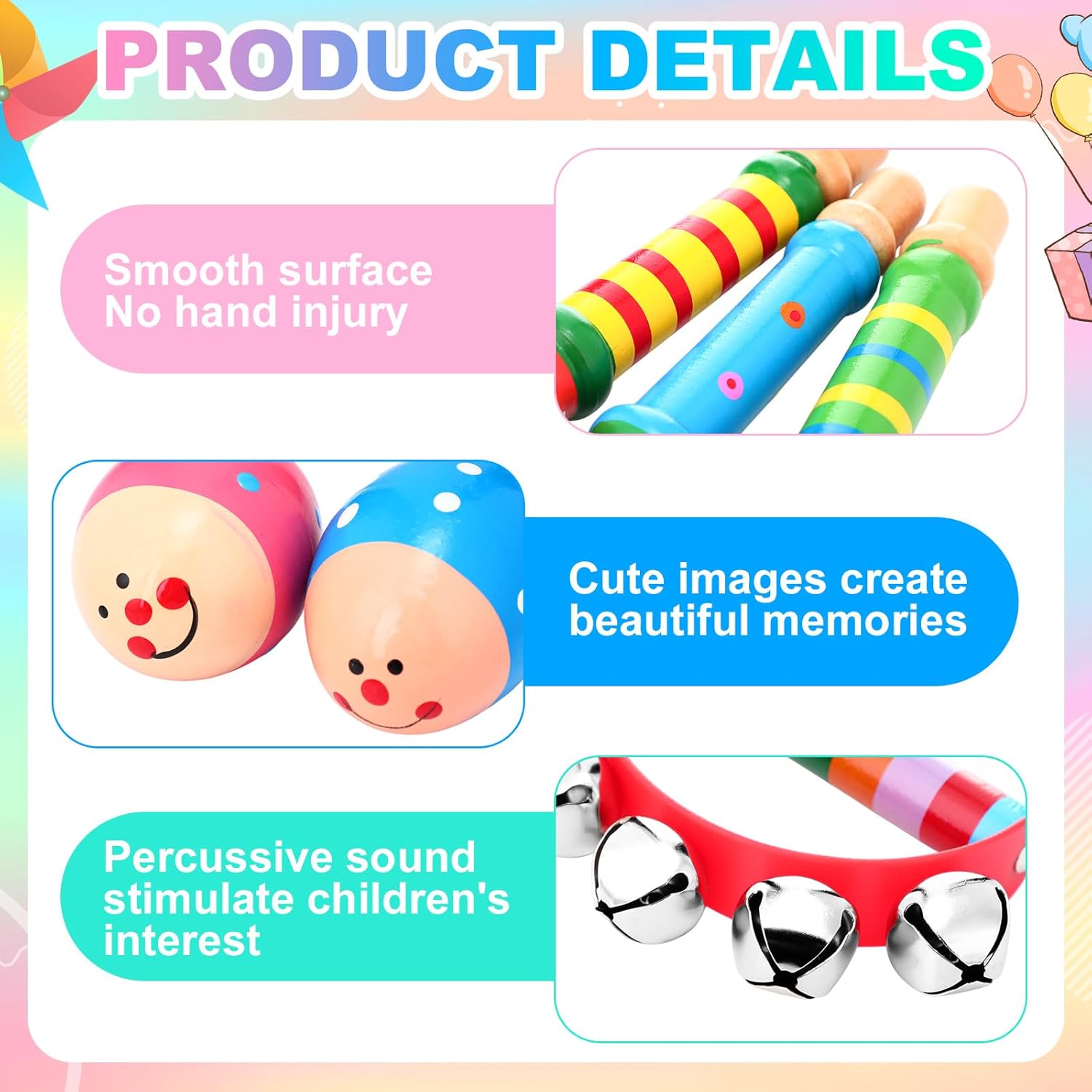 36 Pcs Shaker Musical Instruments for Kids Egg Shaker Wooden Trumpet Hand Held Tambourine Maracas Percussion Tambourine Drum Plastic Castanets for Preschool Early Music Learning Toy