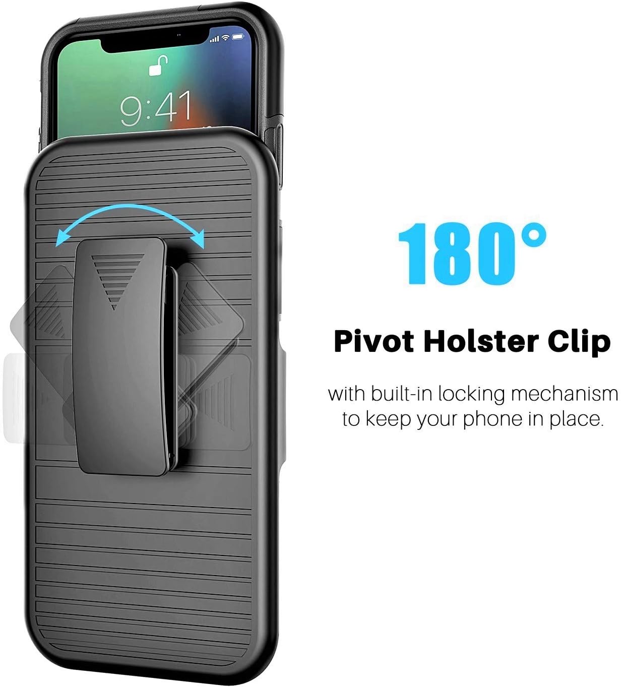Stronden Holster Case for iPhone XR Belt Case - Holster Case Belt Clip (Rubberized Grip) Slim Fit Protective Cover with Kickstand, Combo Shell Holder for iPhone XR (Black)