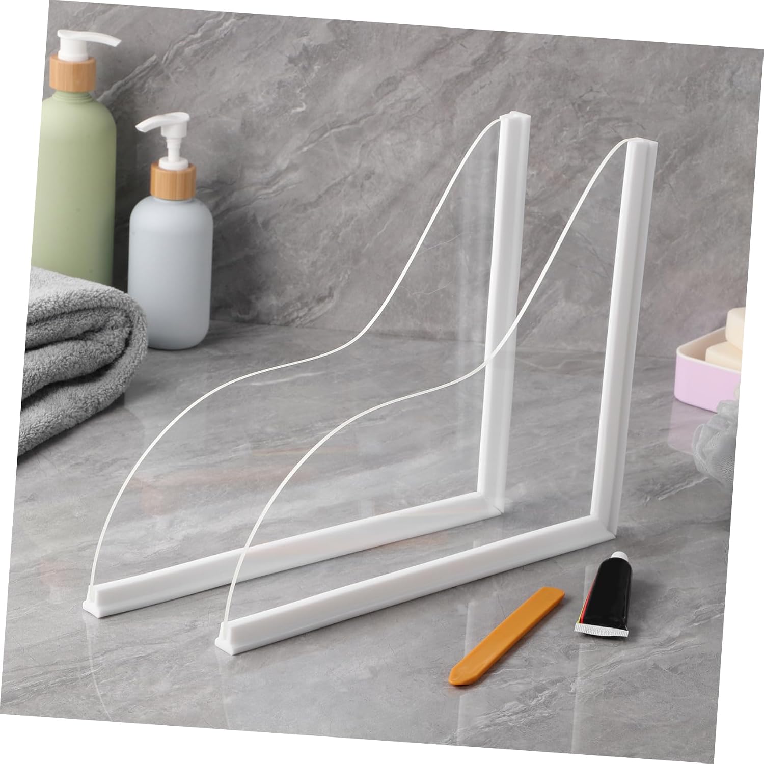 Acrylic Bathtub Splash Guard Set 2pcs Corner Water Barrier Shields for Shower and Sink Waterproof Tub Edge Protector for Bathroom Use