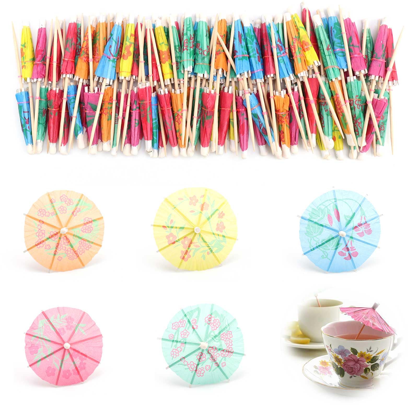 100 Pezzi Ombrellini Cocktail, Mini 10 cm Cocktail Parasols, Ombrellini di Carta Colorati, per Decorazioni Bar, Decorazioni Bevande