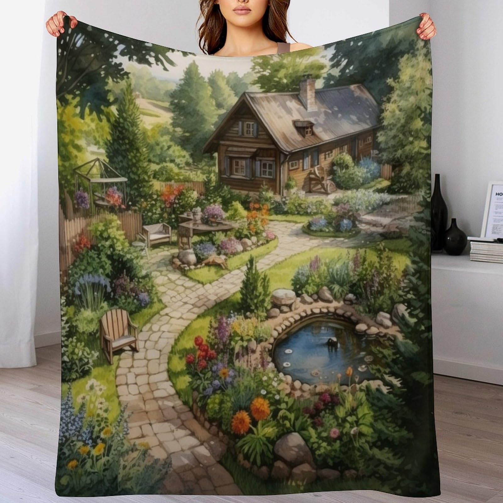 Couverture décoration intérieure flanelle douce et finitions chalet luxe