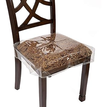 Buy Houseables Chair Seat Covers Plastic Cover Fits 16 18 Seats 2 Pack Clear Adjustable Pvc Waterproof Protector Vinyl Kids Chairs Slipcover For Dining Room Kitchen Cushion With Straps Online At