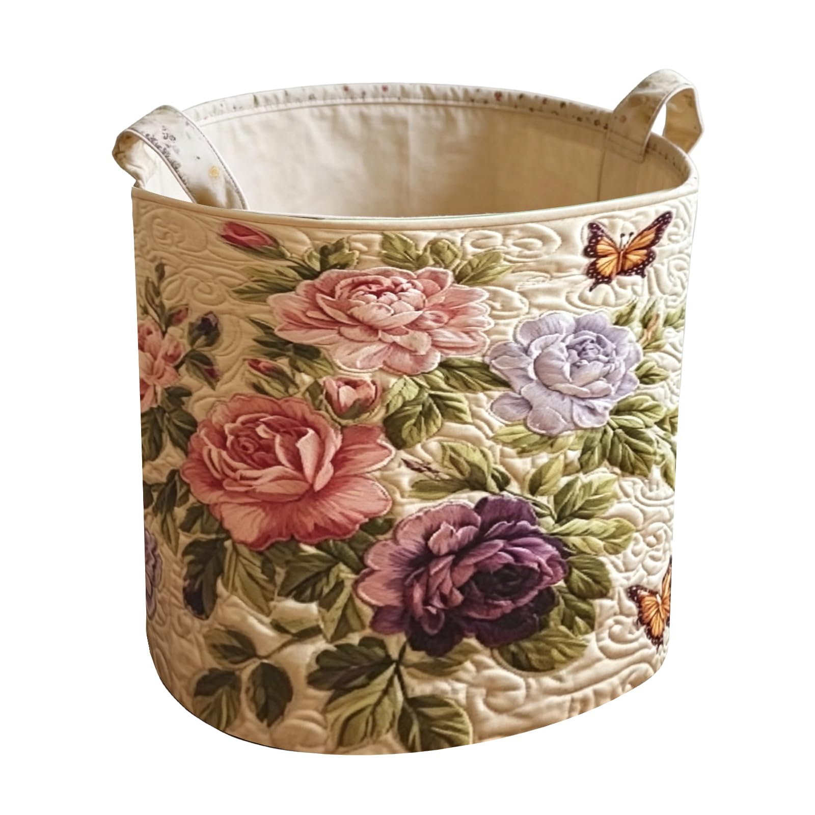 Multipurpose Foldable Dirty Clothes Hamper with Bohemians Floral Pattern and Handles Modern Patterned Laundry Solution Polyester Collapsing Laundry Bin