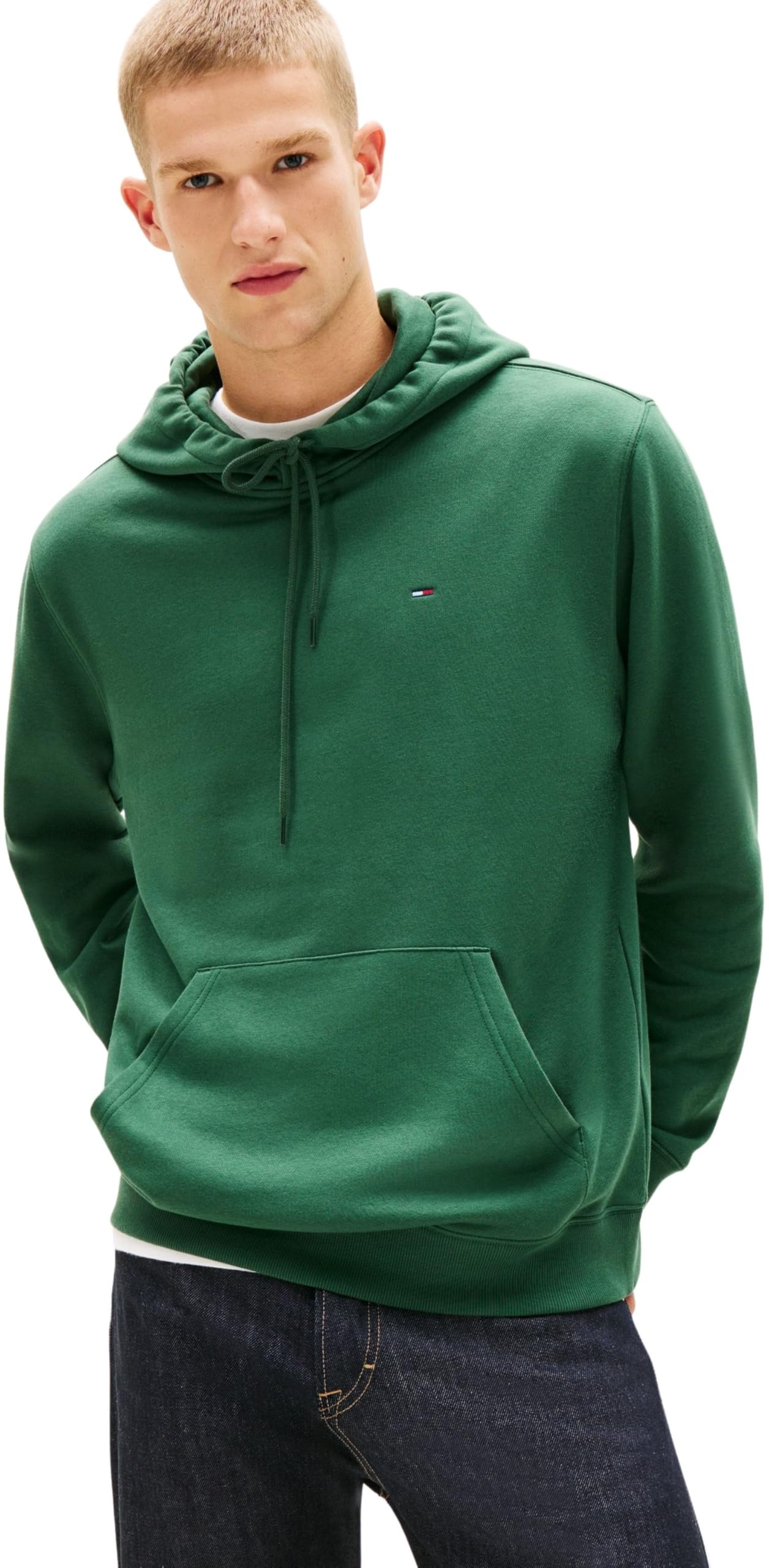 Tommy Jeans Men's Tjm Reg S Flag Hoodie Dm0Dm20742 Pullover Hoodie, GREEN (Shadow Pine), L