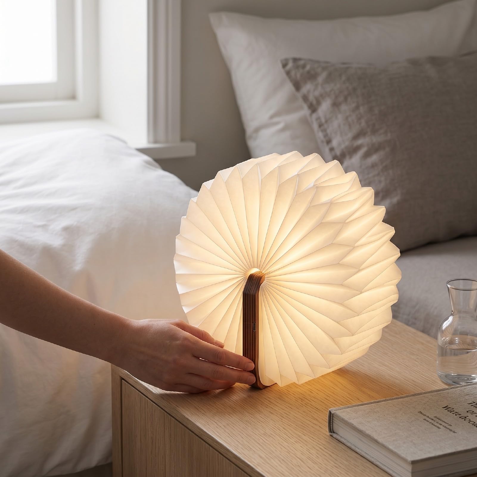 Brrnoo Lampada da Libro Pieghevole Lampada da Libro Pieghevole da Scrivania USB C Batteria Ricaricabile 1200mAh Li 3000K Luce LED Calda per la Lettura Comodino da (Noce nera)