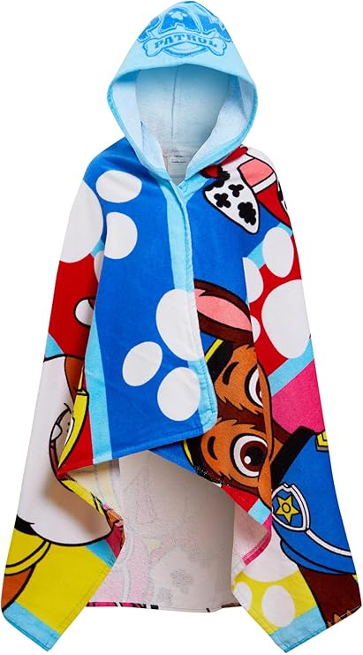 PAW PATROL Kapuzenhandtuch 100 Prozent Baumwolle Skye Chase Poncho Kinder Strandtuch Jungen Badetuch Mädchen Schwimmumhang Umkleidebademantel