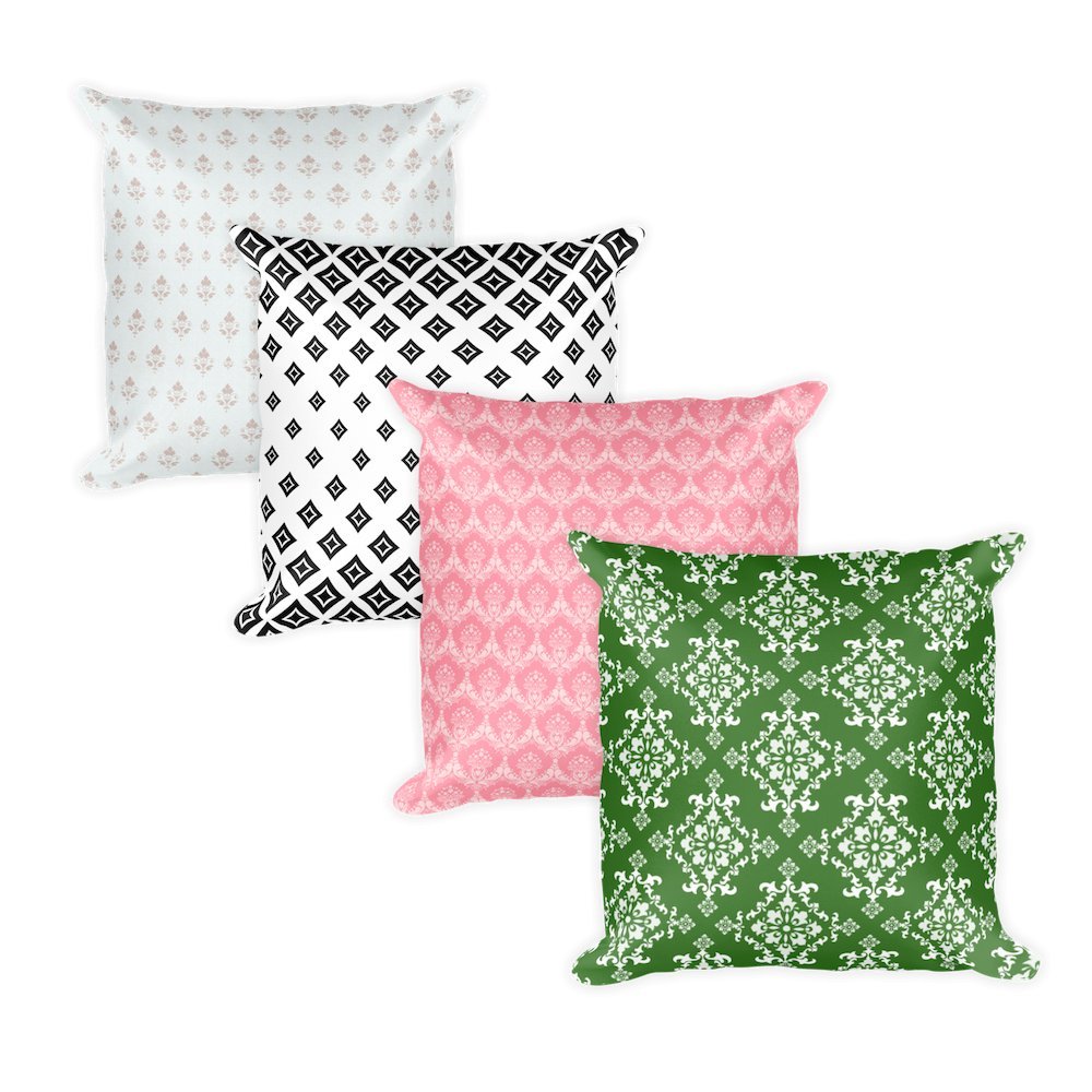 Damask Set of 4 Throw Pillows with Stuffings Modern Chic