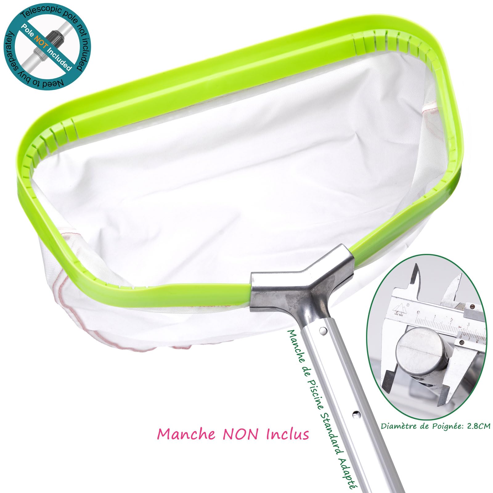 Ultra Fine Mailles du Filet de Piscine, Lourd Fardeau Épuisette avec Contour en Métal, Filet Sac en Anti-déchirure Nylon pour Nettoyer Boue, Pool Rake Skimmer Net