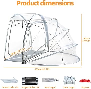 Transparent Bubble Tent for 4 Persons, Portable Camping Dome with Breathable Windows, Waterproof Garden Sunroom for Backyard, Outdoor Events, Sports Event, Camping, Fishing