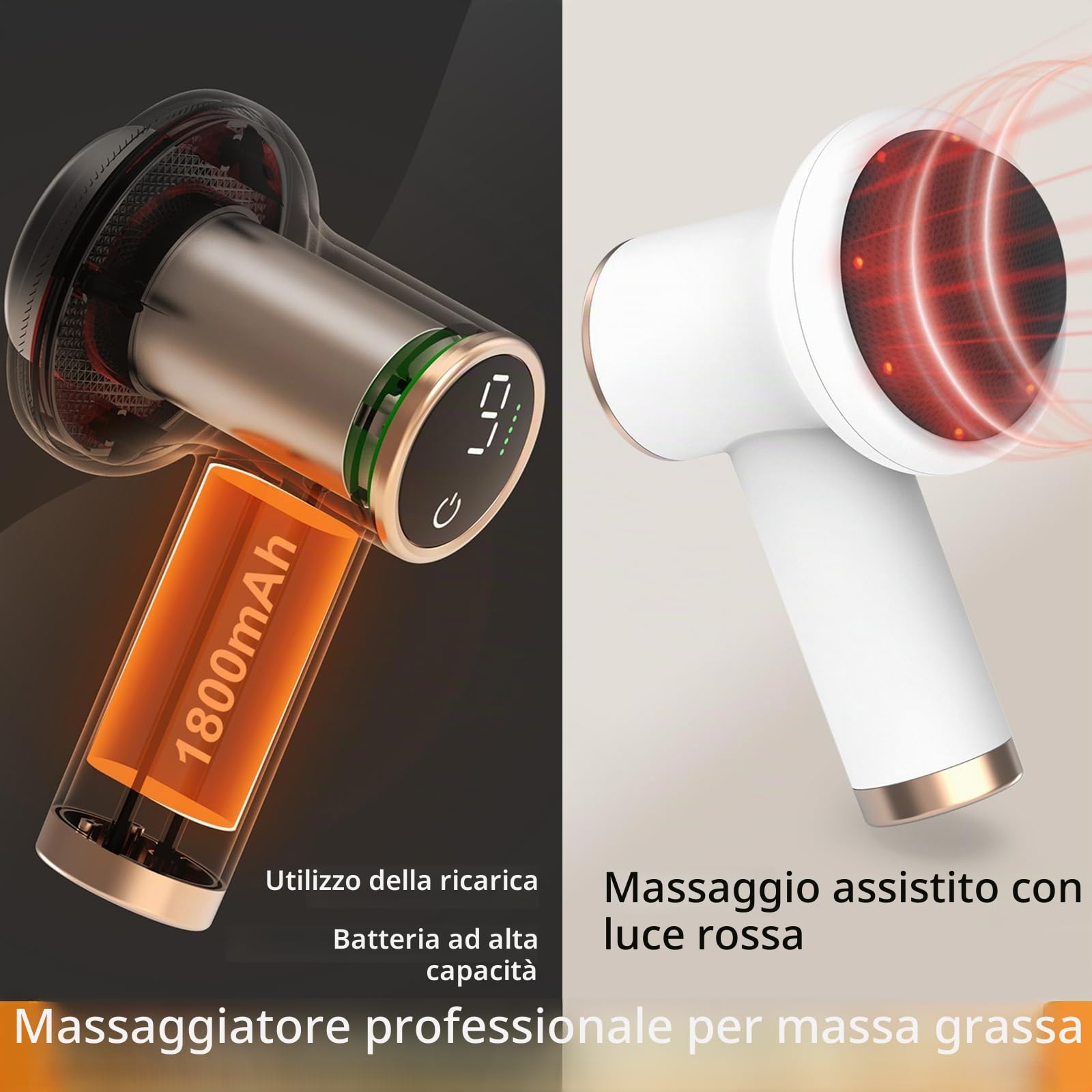 Massaggiatore Elettrico Anticellulite, Massaggiatore Linfodrenante Portatile Senza Fili, con 8 Testine Massaggianti, Rassoda Modella Allevia la Stanchezza per Spalle Vita Addome Glutei e Gambe
