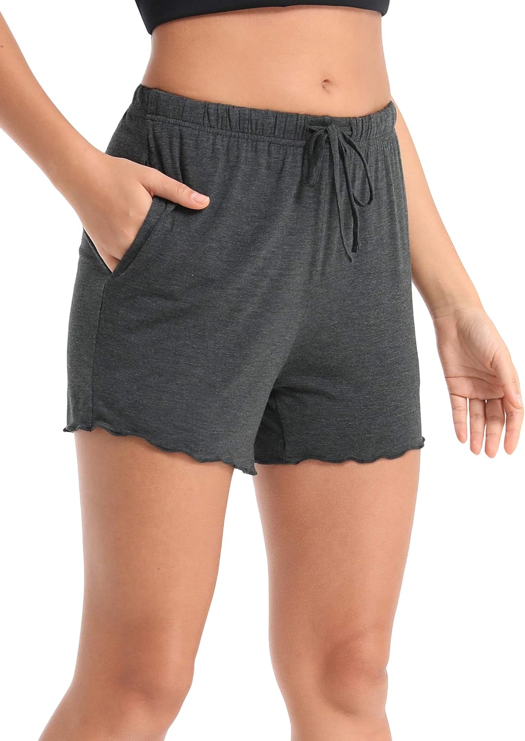 Latuza Women's Viscose Pajama Bottoms Sleep Shorts with Pockets - Image 2