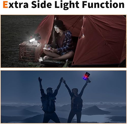 Miniatura 10 de Proyector de mano súper brillante, linterna LED recargable, reflector grande de larga duración con cargador de salida USB para exteriores (luz