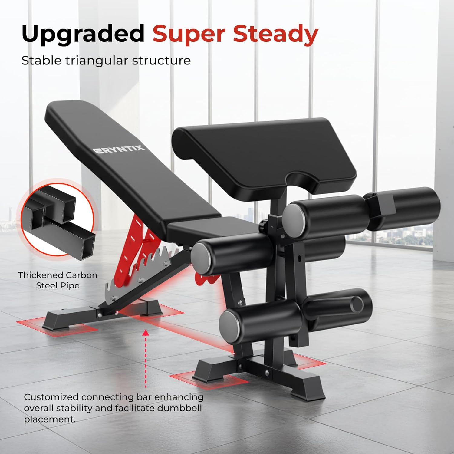Adjustable Workout Bench, 1600LBS Heavy-Duty Weight Bench with Leg Extension/Curl, Preacher Pad, 3-Position Incline/Decline/Flat, ISCC PLUS Certified for Home Gym Full Body Strength Training