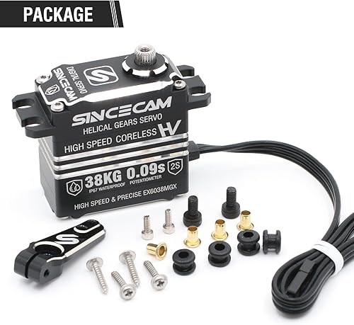 Miniatura 7 de Servos de dirección sin núcleo digitales impermeables de alta velocidad, carcasa completa de aluminio, engranajes helicoidales de acero reforzado,