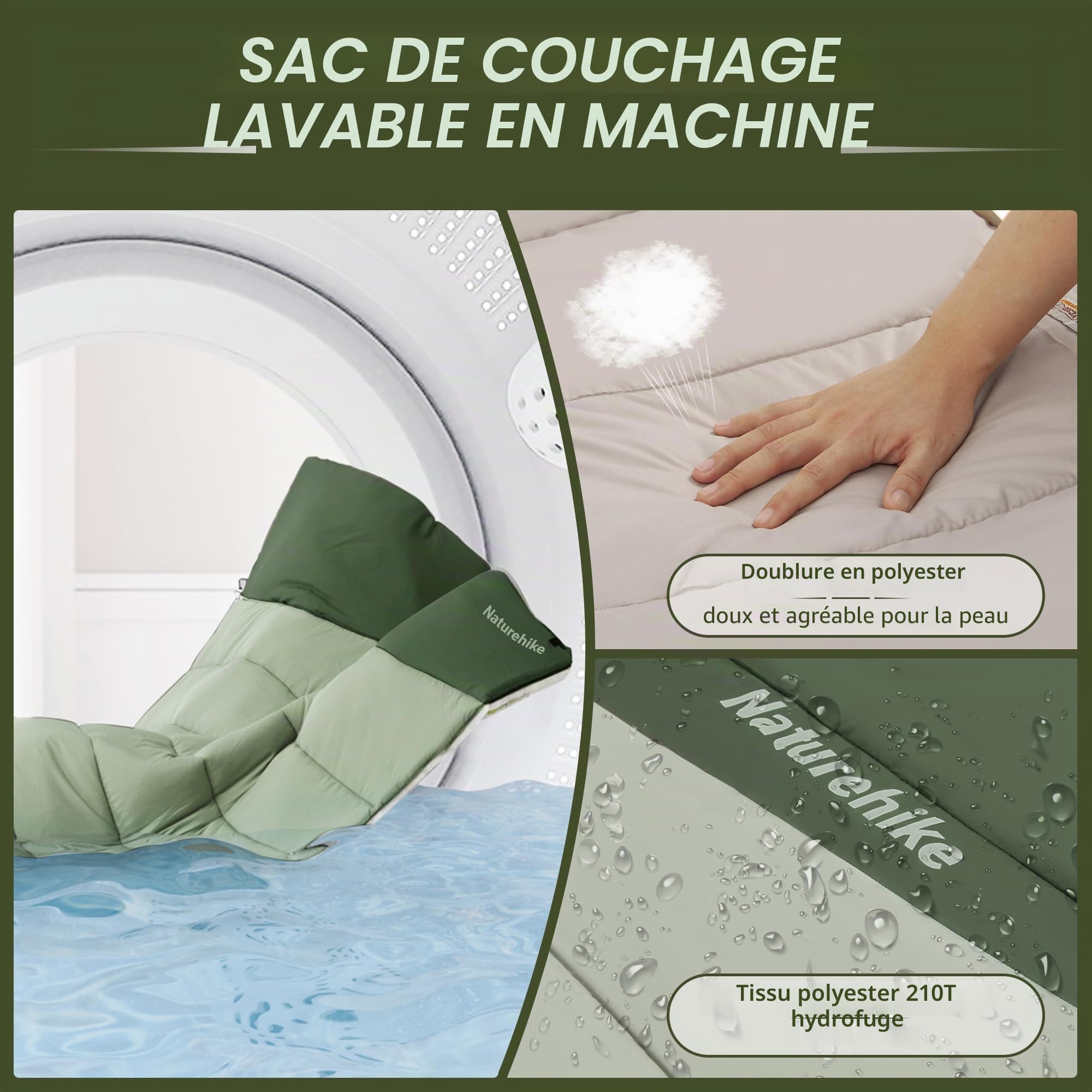 Naturehike YC Sac de Couchage 2 Personnes Sac de Couchage de Couverture 3-4 Saisons pour Adultes Enfants Chaud Lavable Portable Sacs de Couchage en Coton pour Le Camping, Les Voyages