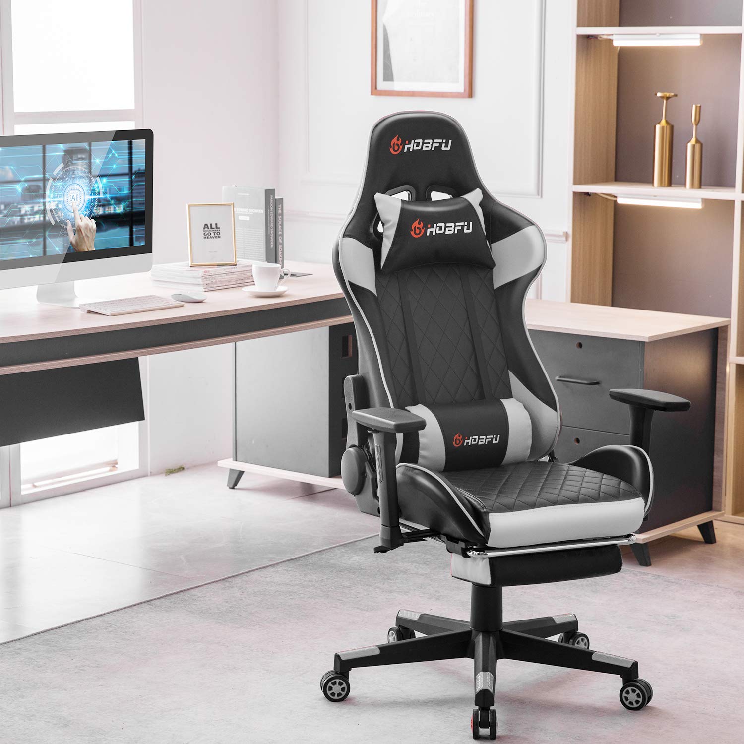 Footrest Adjustable Chair Gt Force Gaming Chair Black And White