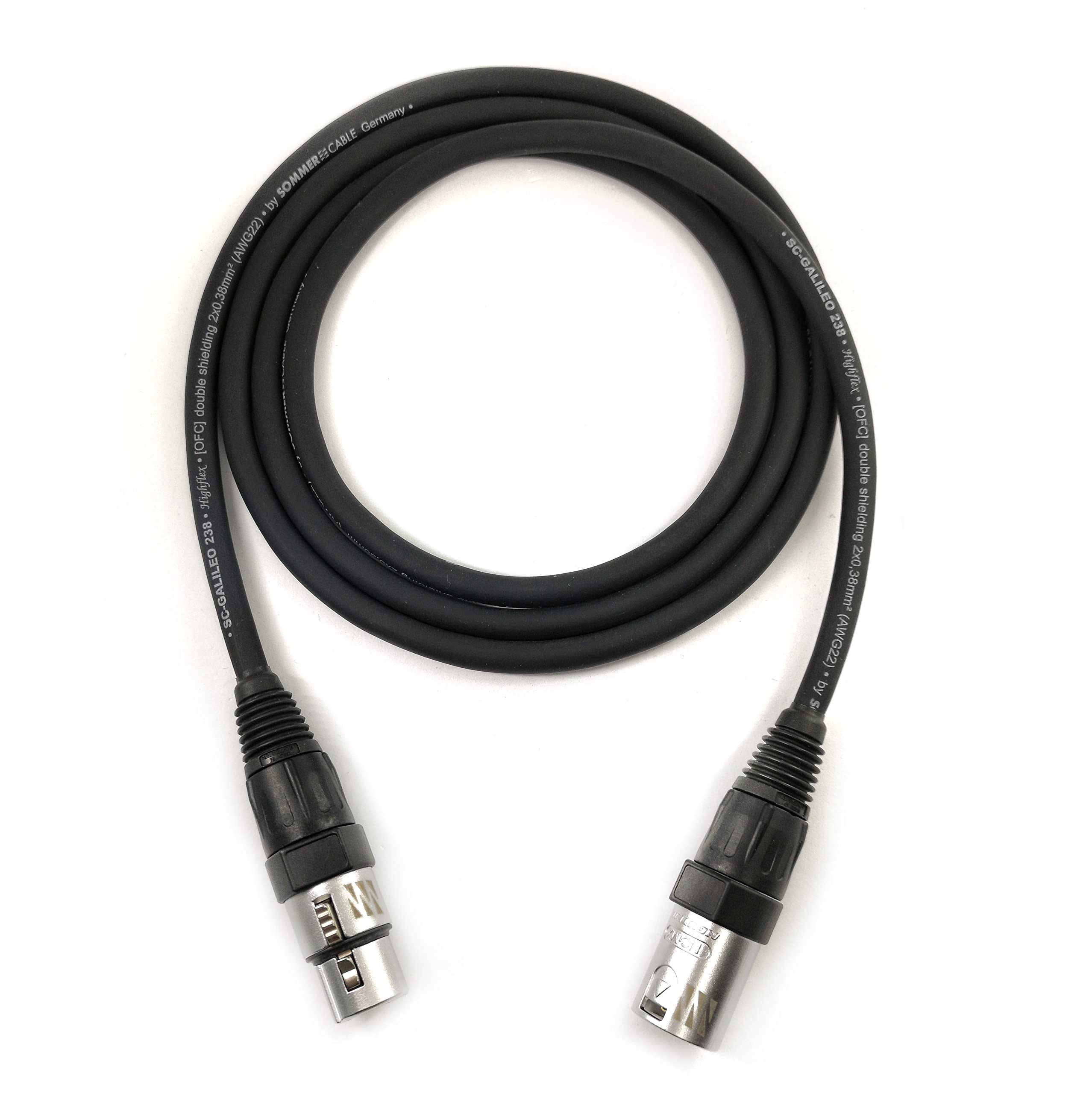 Cable de micrófono XLR (40 m, 0,38 mm², muy flexible, con conector SC-Galileo 238 y conector XLR Neutrik® Velvet Chrome, SC-XLR-GAL-NC3X-SOM-4000-SW, 131,23 ft)