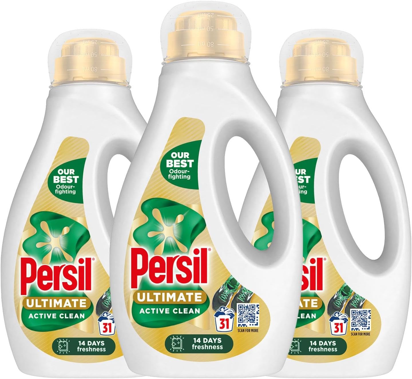 Persil Ultimate Liquid Detergent Outstanding Stain Removal Effective in Quick and Cold Washes with 14 Days of Lasting Freshness 31 Washes, 837ml (Buy 3, Active Clean)