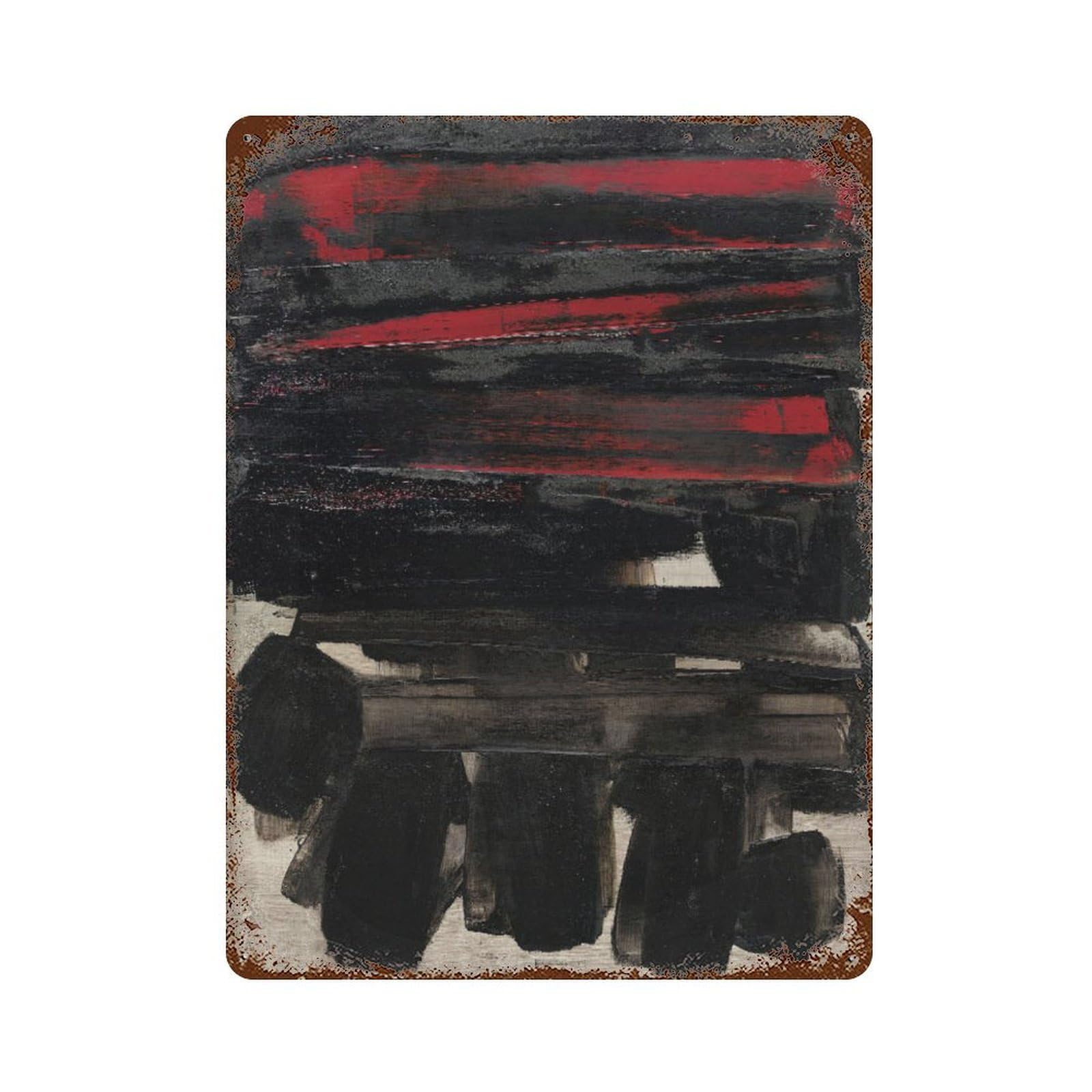 xiaoxiaoshen Pierre Soulages Abstract Gallery Decor Wall Decor Art Metal Tin Poster Modern Home Decor Art Home Bar Shop Decorations Vintage Sign 40x30cm