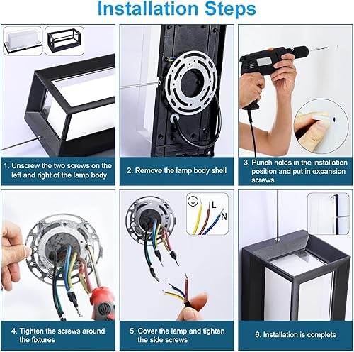 Miniatura 9 de ledmo Luces de pared para exteriores con cuentas LED, 6000 K, 1800 lúmenes, impermeables, antioxidantes, luces de Navidad, pantalla acrílica de