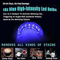 Vista 4 de TAWEE Kit de blanqueamiento dental seguro para dientes sensibles y esmalte con cable de luz aceleradora de blanqueamiento dental con 16 LED azules