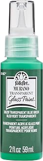 FolkArt Murano Transparent Acrylic Glass Paint, Blue Green, Perfect for Indoor and Outdoor Arts and Crafts Projects, 2 fl oz, 36529