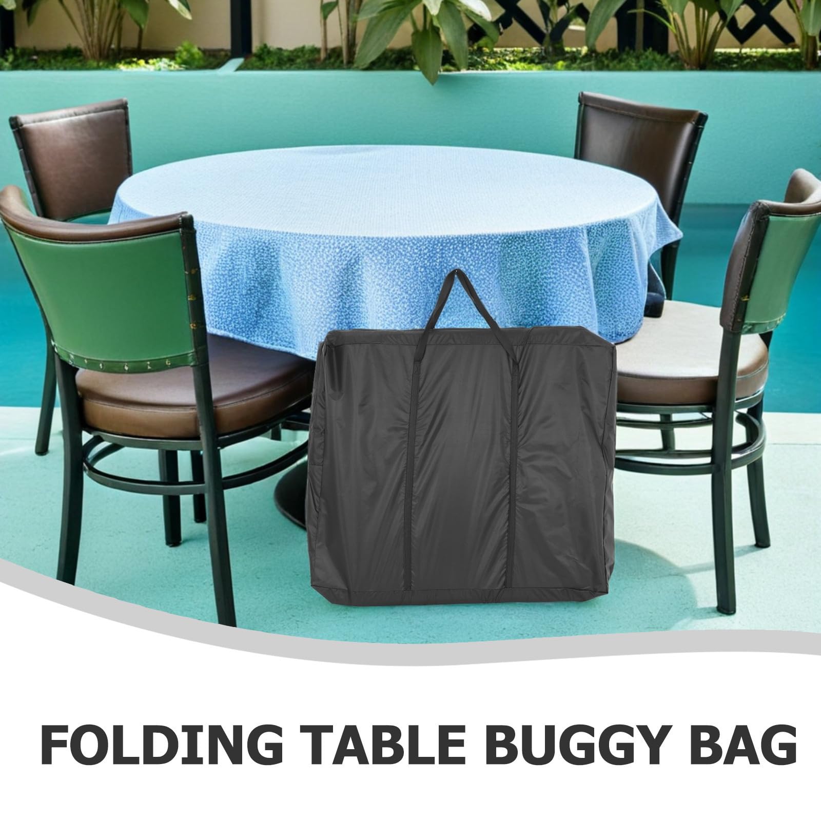 CALLARON Paquet de Rangement Pliable pour Table Pliante en Tissu Oxford Noir, avec Fermeture Éclair Double et Bandoulière Confortable pour Transport et Stockage, Dimensions 92x13x80 Cm