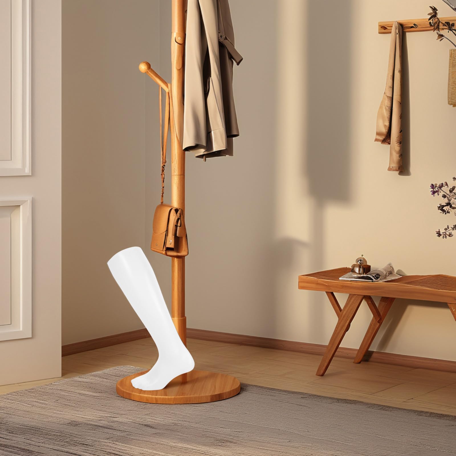 GARVALON Pied Design Minimaliste en Plastique Blanc Facile à Nettoyer Mannequin pour Chaussettes Longues pour Affichage de Bijoux et Chaussures en Magasin