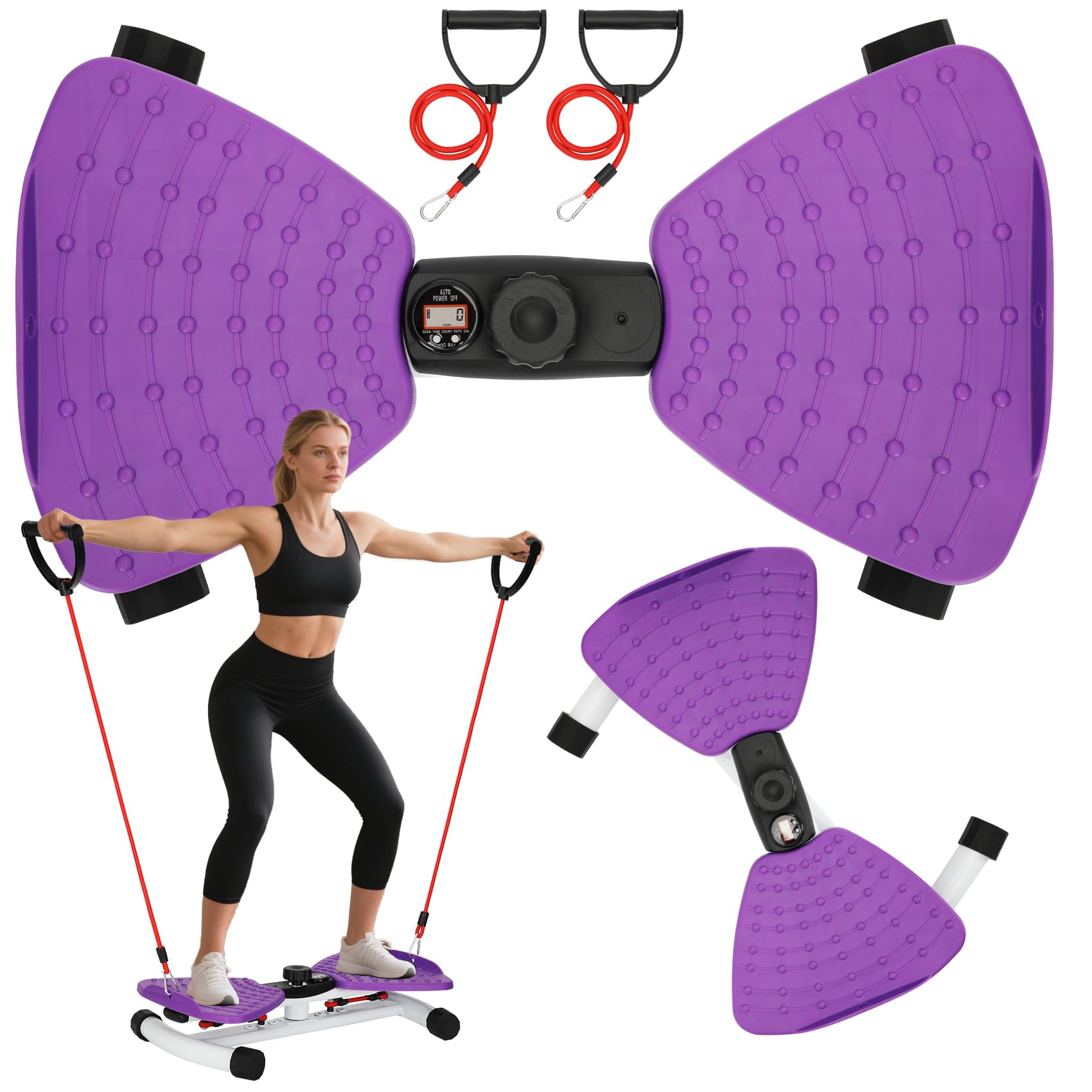 Waist Twister Machine for Home, 300lbs Capacity Ab Twister Board - Noiseless Core Workout Equipment for Belly Fat Loss, Waist Training &amp; Abs Exercise for Women &amp; Men with Digital Tracker Time/Reps/Calories