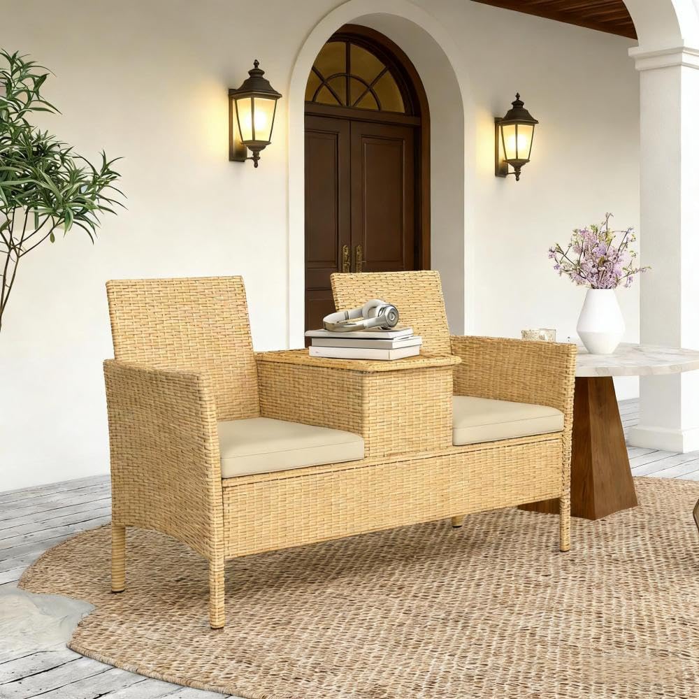 Patio Loveseat with Weather-Resistant Fabric for Outdoor Living Spaces and Backyard Seating