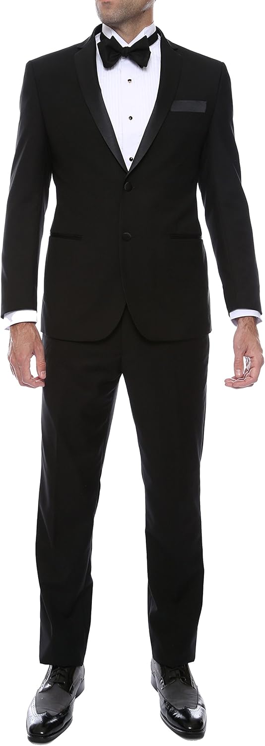 Ferrecci 2 Piece Suits for Men Slim Fit Solid Wedding Prom Tuxedo Suit with Two Buttons Notch Lapel Blazer and Pants