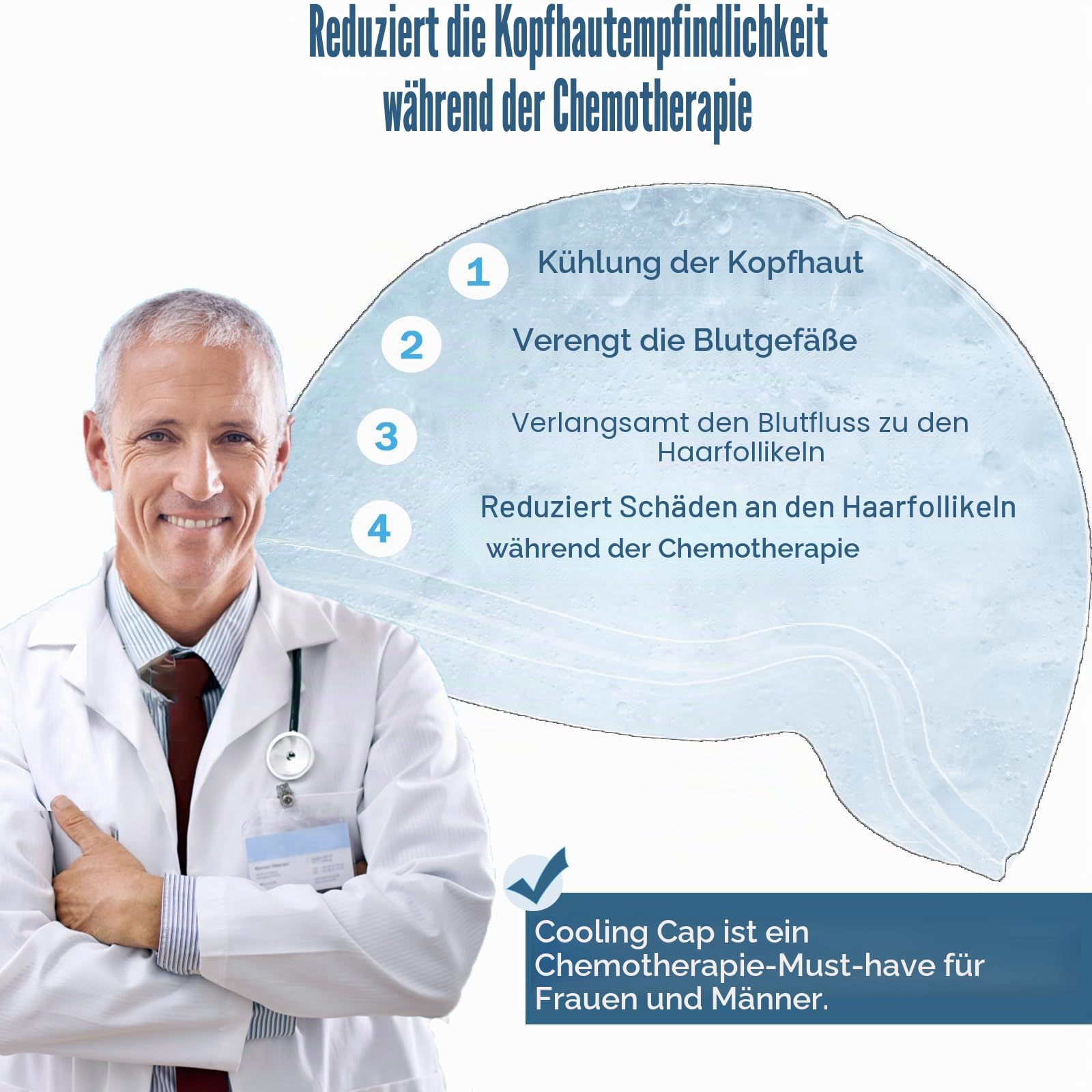 Kühlakkus, Kühlhaube für Chemotherapie-Patienten – Chemo-Pflegeset für Frauen & Männer – Migräne-Eiskappe – Kühlkappe bei Kopfschmerzen & Stress,schwarz