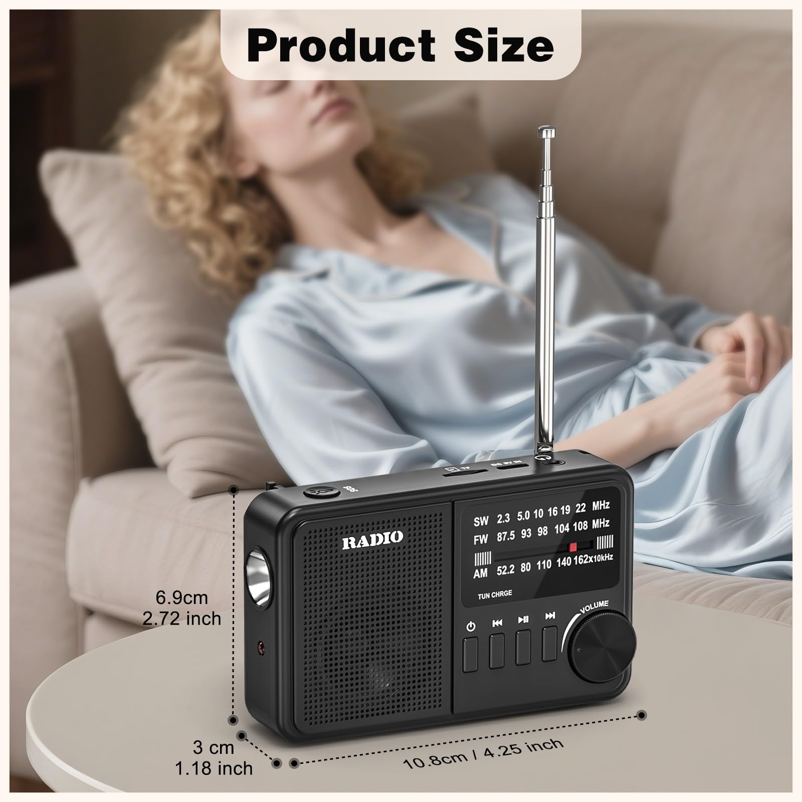 BAIJIALI Radio Portable AM FM SW, Radio Transistor, Prise Murale Ou à