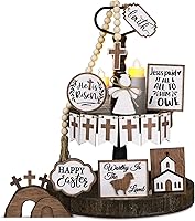 Vista 11 de Amyhill 12 piezas de decoración de bandeja escalonada de Pascua, bandeja escalonada de granja, decoración de primavera, mini conejo, conejos