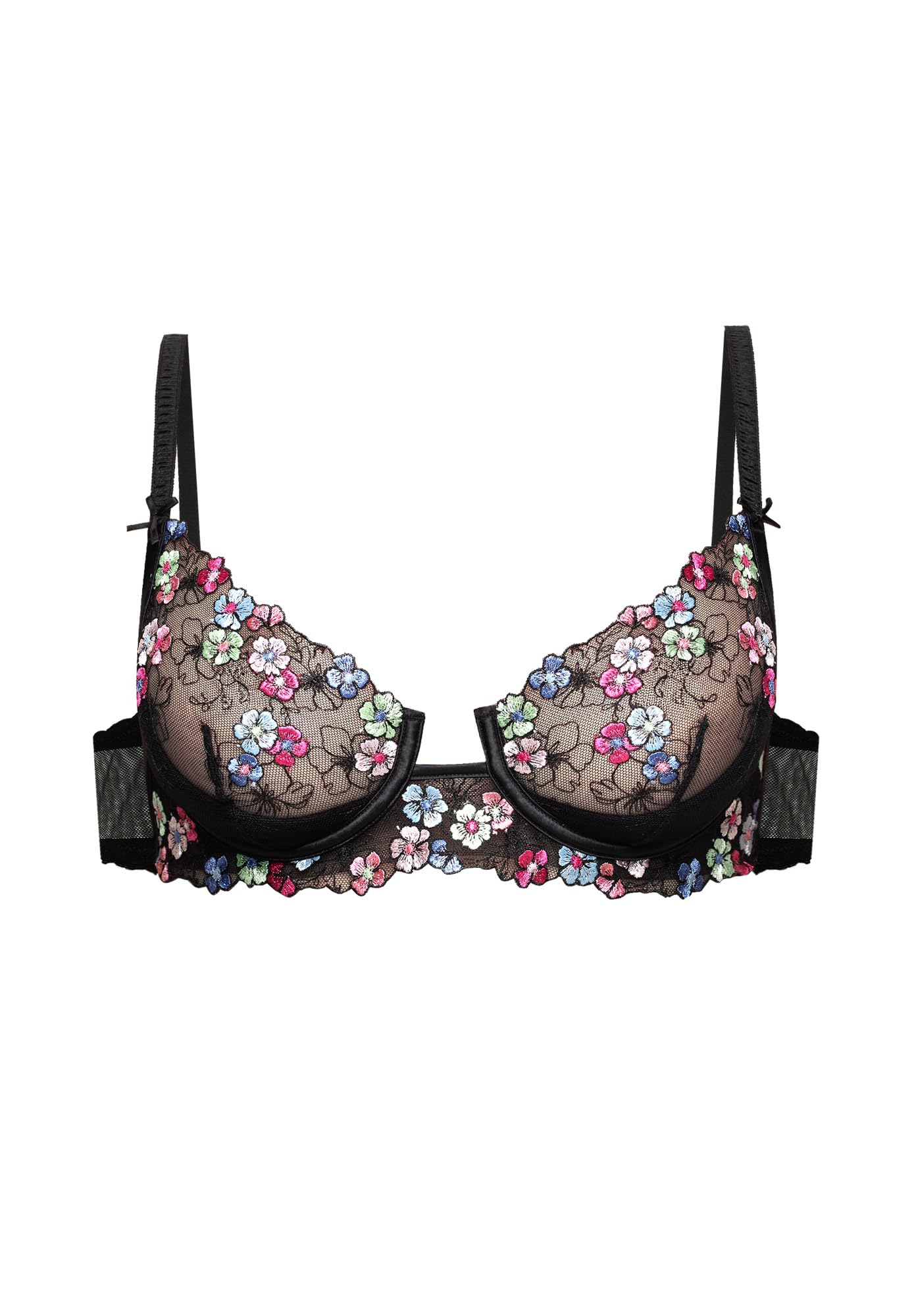 YAMAMAY - Reggiseno Balconcino con Ferretto, Nero, Linea Milli, Donna