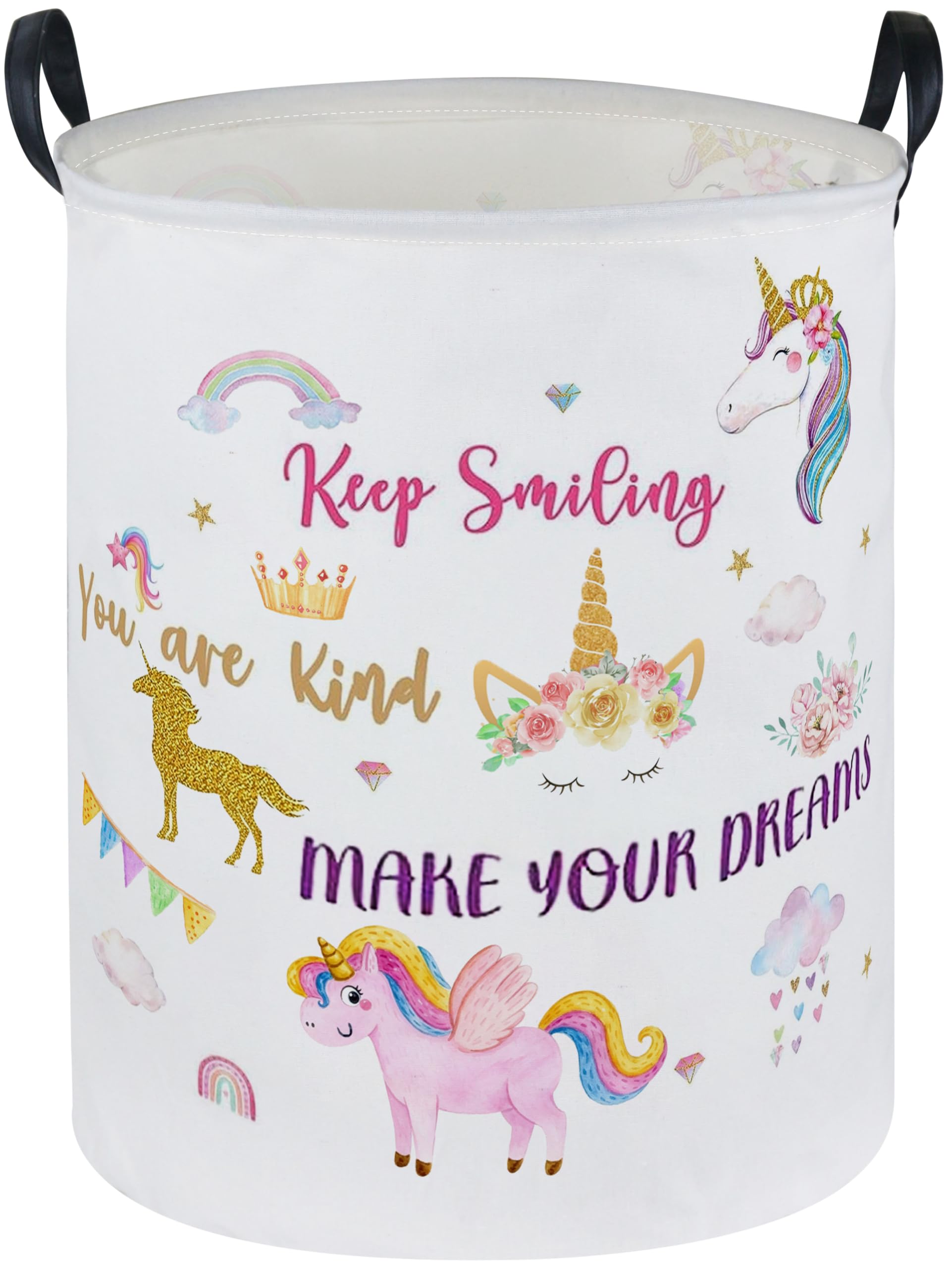 Essme Kids Laundry Basket,Unicorn Hamper Collapsible Waterproof Storage Bin for Girls,Gift Baskets(Color Unicorn)