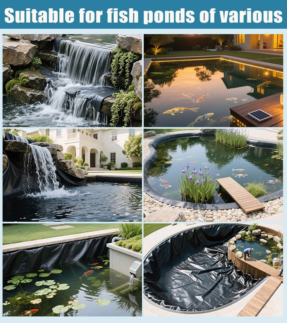 Rivestimento per Laghetto di Grandi Dimensioni EPDM 0.7 mm, Telo in Gomma Impermeabile Robusta per Laghetti Artificiali, Cascate da Giardino, Paesaggistica Esterna(1.5x2m)