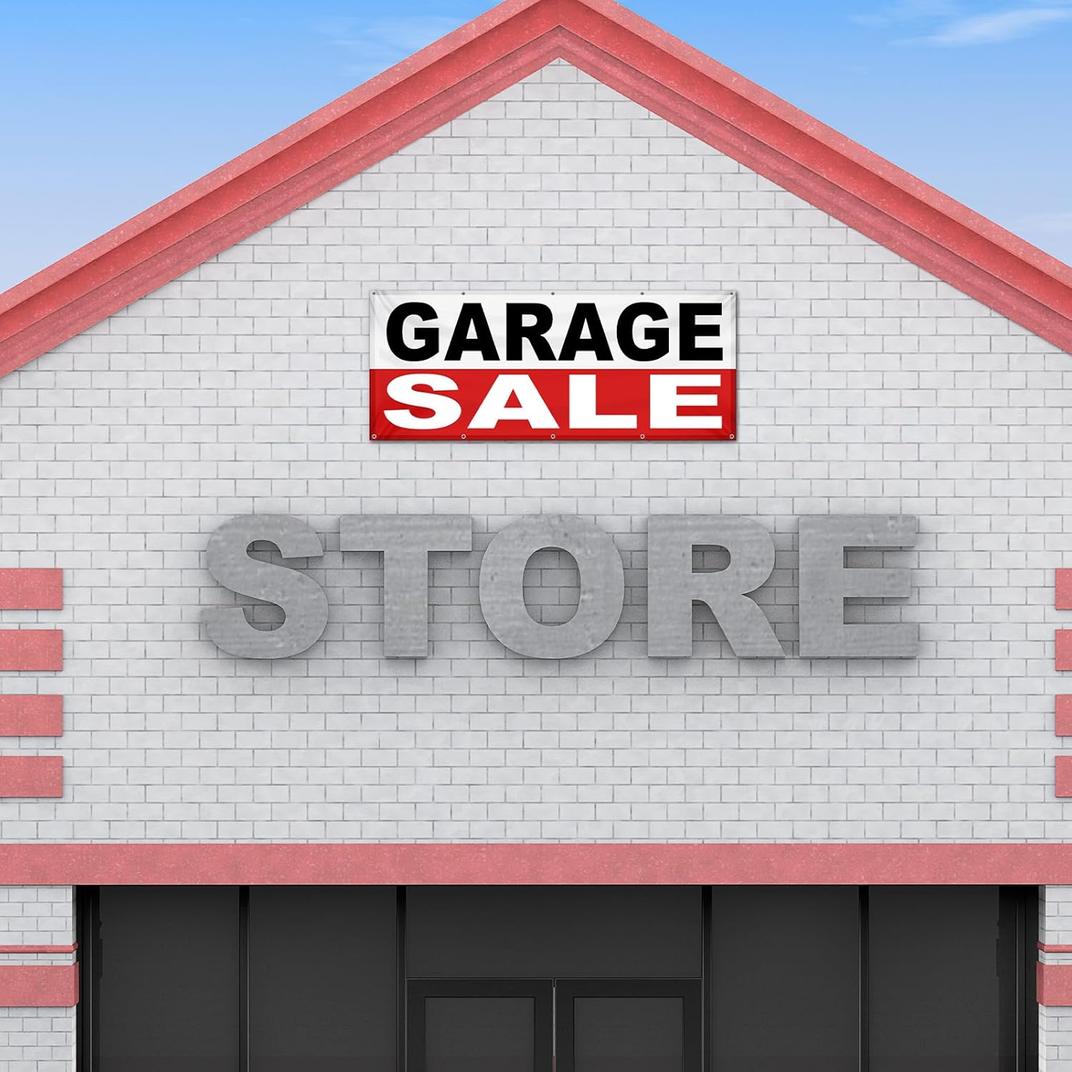 HunnmingRe 3x8 ft Garage Sale Fabric Store Sale Sign Reusable Large Advertising Banner with Metal Grommets Polyester Banner for Indoor Outdoor Hang Business Shops