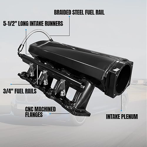 Miniatura 7 de YIUIY Para LS Colector de admisión de perfil bajo con puerto catedral de 102 mm compatible con Chevy GMC Pontiac LS1 LS2 LS6 de chapa de metal