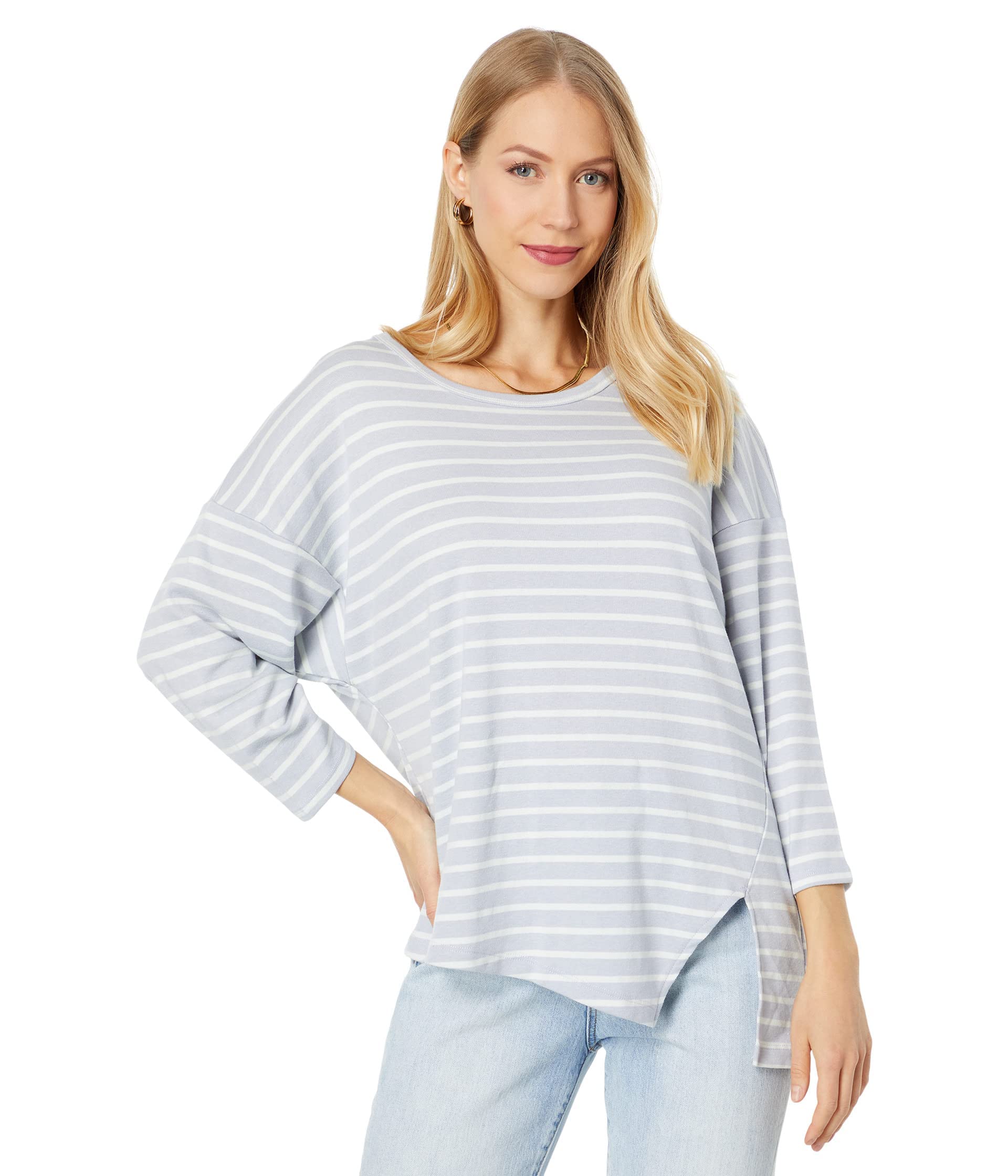 Three DotsStripe Asymmetric Tee