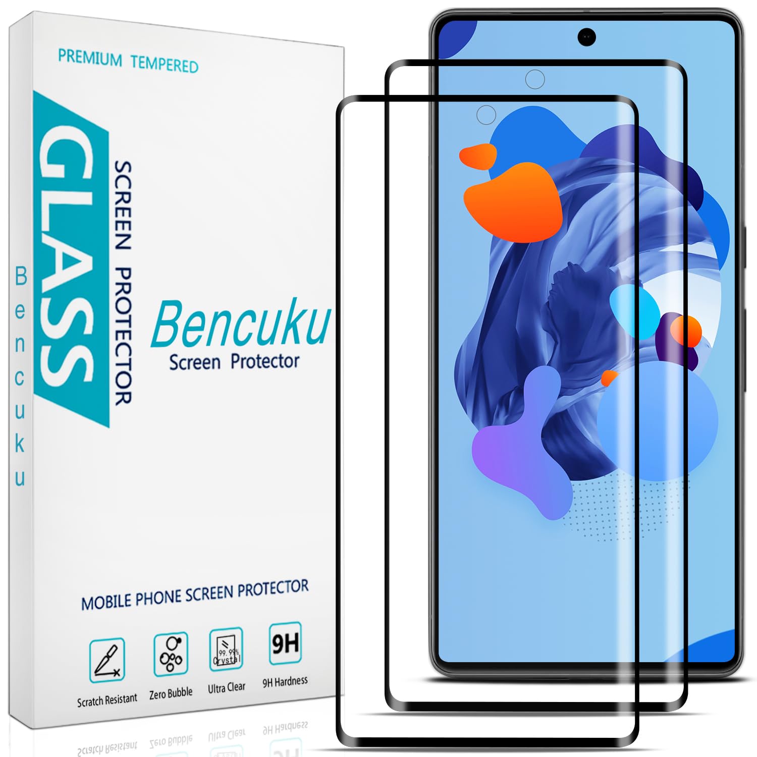 (2 Pack) Screen Protector for Google Pixel 7 Pro Tempered Glass, 3D Curved Full Screen Coverage, Anti Scratch, Case Friendly