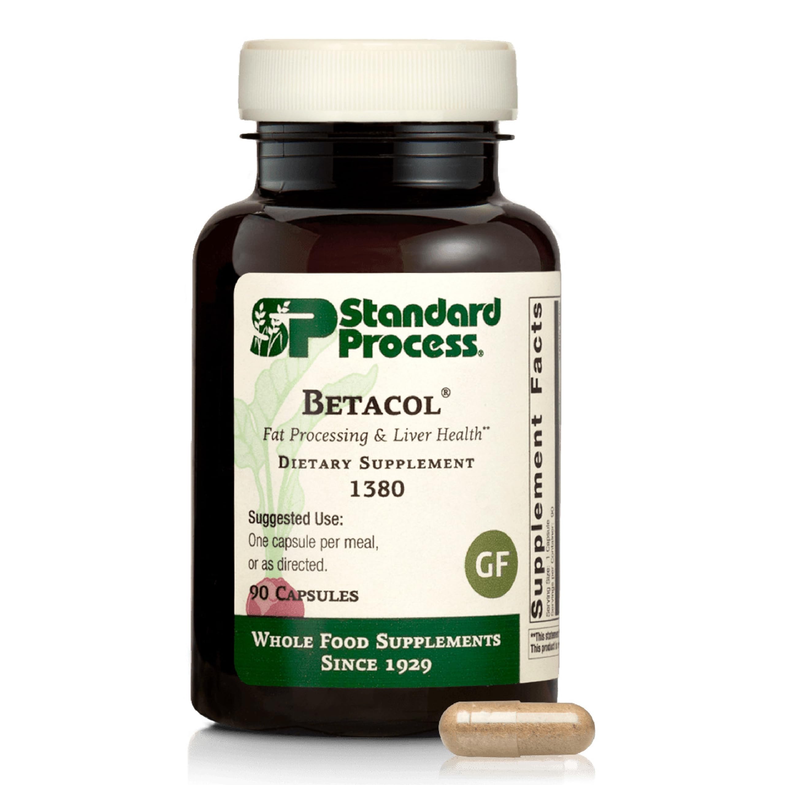 Standard Process Betacol - Supports Liver Function & Bile Production - Liver Health Supplement with Niacin & Vitamin B6 - Gluten-Free, Non-Dairy & Non-Soy - 90 Capsules