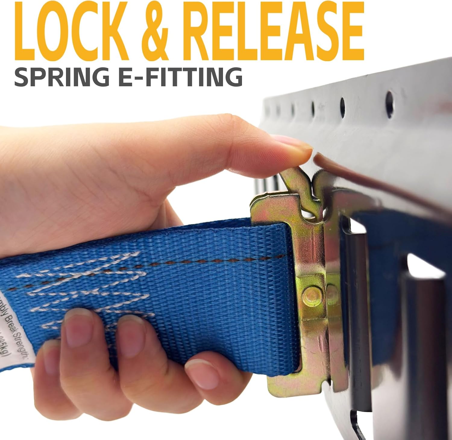 8 Pack E-Track Ratchet Straps 2''x 15ft 4400lb Break Strength 1466lb WLL Heavy Duty Tie Down Straps Polyester Webbing & Spring Fitting & Ratchets for Truck,Trailer,Cargo,Motorcycle,Furniture,Tire - Image 3