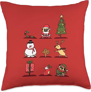 Huebucket Christmas Yoga Throw Pillow, 18x18, Multicolor